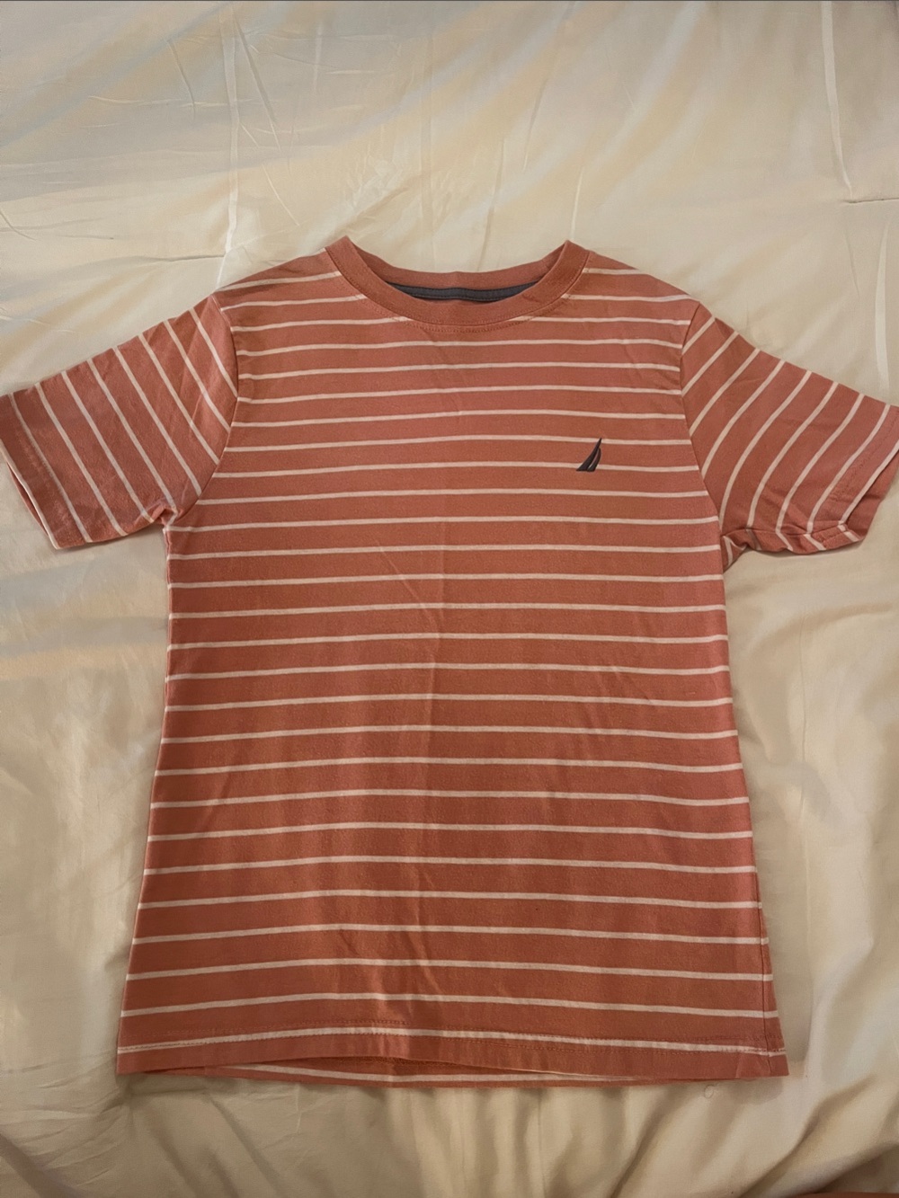Nautica Boys' Coral-Striped Short Sleeve Tee- Size 8